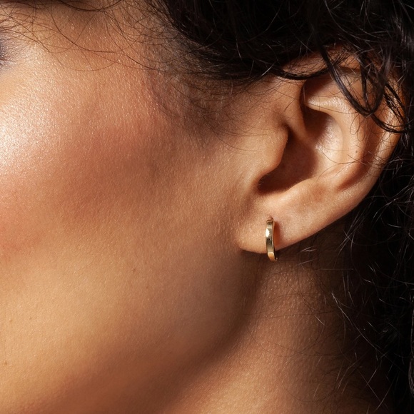 The Perfect Gold Hinged Mini Hoop Earrings - Picture 4 of 4